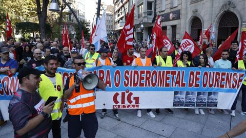 Concentraci�n por la huelga del sector del siderometal en Ourense