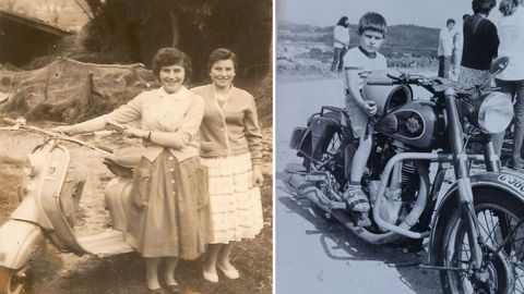Chicas y un ni�o sobre ruedas. 