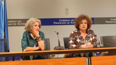 La directora general de Infancia y Familias, Bel�n Barrero, y la consejera de Derechos Sociales y Bienestar, Marta del Arco, en rueda de prensa