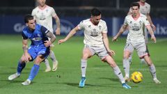 Jes�s Bernal, en la imagen en el duelo ante el Amorebieta, fue uno de los que dio la cara tras la derrota.