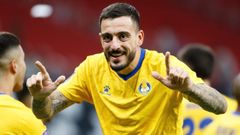 Joselu Mato, celebrando un gol que marc� con el Al Gharafa.
