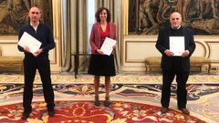 Luis Rubiales (Federaci�n), Irene Lozano (CSD) y Javier Tegas (Liga) en una imagen de archivo