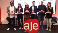 Los galardonados con los premios Emprende, de la Asociación de Jóvenes Empresarios de A Coruña