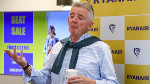 El consejero delegado de Ryanair, Michael O'Leary, durante una comparecencia este mircoles