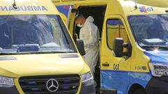 Ambulancias, en el exterior del Hospital Provincial de Pontevedra