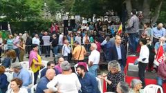 Manifestaci�n del sindicato Jusapol en el acto de Pedro S�nchez en Oviedo