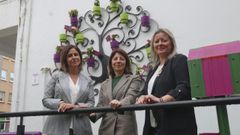 Carla Chawla, Sol Agra y Sandra Permuy, ayer en Fene.