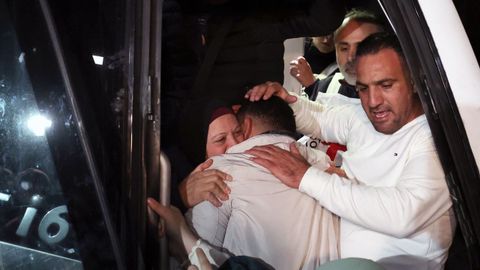 Llegada de prisioneros palestinos liberados por Israel