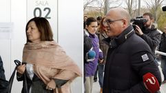 A la izquierda, la mujer que denunci� a Baltar, presunta v�ctima de acoso sexual y tambi�n investigada por cohecho. A la derecha, el presidente de la Diputaci�n de Ourense a su llegada a los juzgados