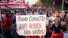 Manifestaci�n en Lima contra el proceso electoral, que parte de la poblaci�n considera fraudulento