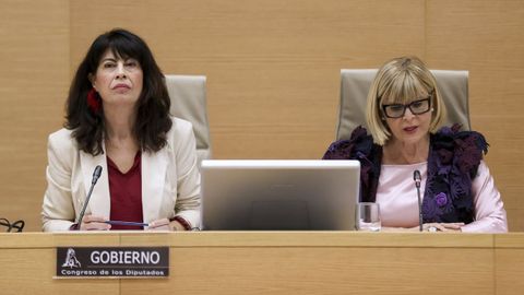 La ministra de Igualdad Ana Redondo (izquierda) durante su comparecencia en la comisi�n de Igualdad del Congreso el pasado octubre para informar sobre el desarrollo del Pacto de Estado contra la violencia vicaria.