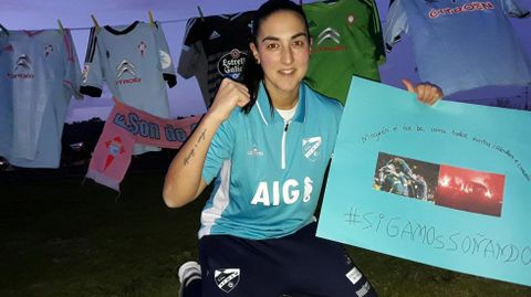 Any Cantero, portera del Atl�ntida de Matam�, celeste por los cuatro costados