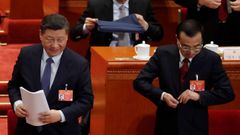 El presidente Xi Jinping y el primer ministro Li Keqiang  en la segunda sesi�n de la Asamblea Nacional Popular 