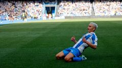 Yeremay celebrando su gol frente al Racing de Ferrol