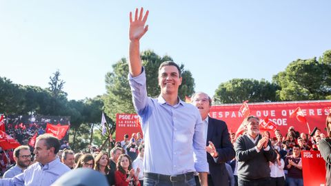 Pedro Snchez, en un mitin de la campaa electoral en Madrid