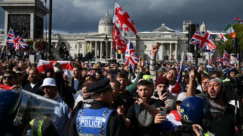 Manifestantes contra la inmigracin en Londres.