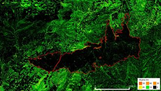Los modelos digitales de alturas generados con el nuevo m&eacute;todo LidarTeam detectan perfectamente c&oacute;mo qued&oacute; la estructura vertical de la zona afectada por el incendio de &Ograve;dena del 26 de julio de 2015. Se puede apreciar que algunas peque&ntilde;as zonas mantienen la altura.
