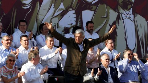 Manifestaci�n en Tijuana (M�xico) con Lopez Obrador contra los aranceles de Trump