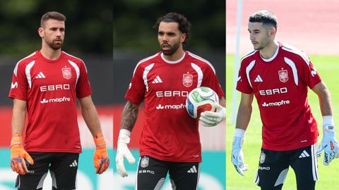 Unai Sim�n, David Raya y Joan Garc�a pugnan por un puesto en la porter�a titular de Espa�a para este Mundial