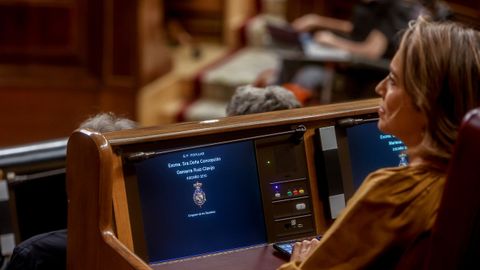 Cuca Gamarra durante en un pleno extraordinario que se celebrado en el Congreso de los Diputados