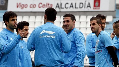 Roberto Lago, en el entrenamiento de hoy