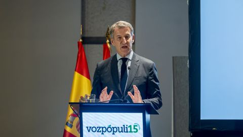 El presidente del PP, Alberto n��ez-Feij�o, participa en el XV Aniversario de Vozp�puli, a 22 de octubre de 2026, en Madrid (Espa�a)