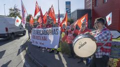 Protesta de los tres sindicatos para exigir mejoras salariales y de jornada en el sector del transporte por carretera