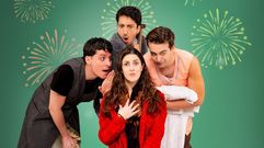 Irene Miranda con sus compa�eros de reparto�Mario Lagoas, Lucas Ares�y Germ�n Prenta