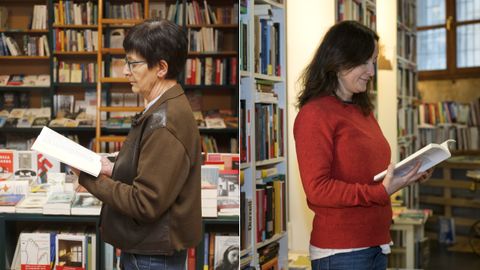 Sabela Martnez, la propietaria de la librera Versus, en Vigo, y la librera Alejandra Lata, en Berbiriana, en A Corua