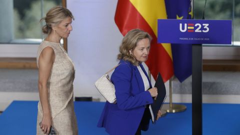 Yolanda Daz y Nadia Calvio hace unas semanas, en una reunin de la UE