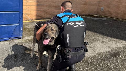 Uno de los agentes acariciando a �Pancho�