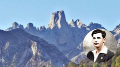  El Picu Uriellu. En el recuadro, Luis Mart�nez el �Cuco�, en una fotograf�a coloreada por @Bertoviedo