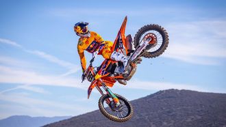 Jorge Prado, en un entrenamiento con su KTM.