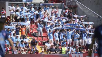 Aficionados del Celta, en el partido ante el Rayo en Vallecas de la temporada pasada.