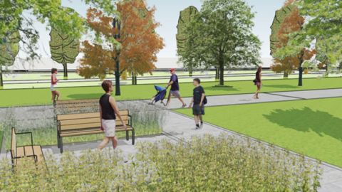 Infograf�a del nuevo espacio verde en el que se convertir� la avenida del Molin�n de Gij�n