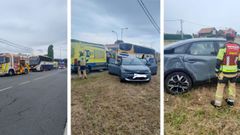 Colisi&oacute;n de un autob&uacute;s y un turismo en O Val, Nar&oacute;n
