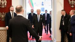 El presidente polaco, Andrzej Duda, recibe a su hom�logo estadounidense, Joe Biden, en el palacio presidencial en Varsovia.