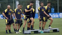 Paris Adot, Valcarce, Pablo Vzquez, Jos ngel y Jaime, en un entrenamiento del Deportivo