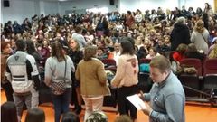 Asamblea de los trabajadores de los supermercados asturianos en Oviedo