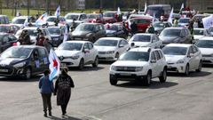 Imagen de la protesta del BNG contra los peajes, en Santiago