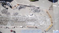 Obras en la plaza del Doctor Goyanes, en el a�o 2017, motivadas por el hundimiento de los adoquines