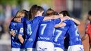 Las jugadoras azules celebran un tanto ante el Seagull