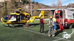 Traslado al HUCA de un herido en el rally de Cangas del Narcea