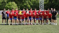 Equipo de la UD Ourense en su entrenamiento en Alb�n