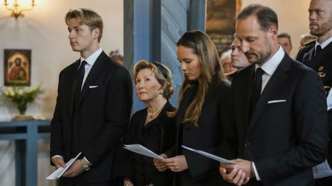 El rey Harald, la viuda reina Sonja, la princesa heredera Ingrid Alexandra y el pr�ncipe Sverre Magnus.