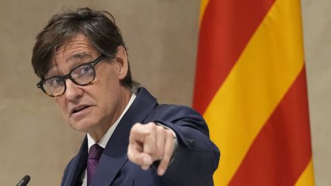 El presidente de la Generalitat, Salvador Illa, durante el acto de presentación del informe anual sobre la evolución de la economía catalana el último año.