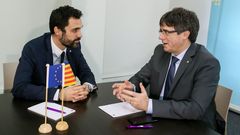 Torrent y Puigdemont, en su reuni�n de enero del 2018, d�as antes de que el primero se negara a convocar el pleno para investir a distancia al segundo