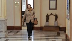 Mar&iacute;a Reigosa llegando al pleno del Concello de Lugo para la aprobaci&oacute;n de los presupuestos el pasado mes de marzo
