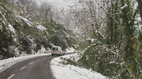 La nieve complica el tr�fico en 11 puertos asturianos