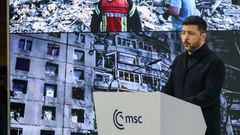 Zelenski, durante su intervenci�n en M�nich